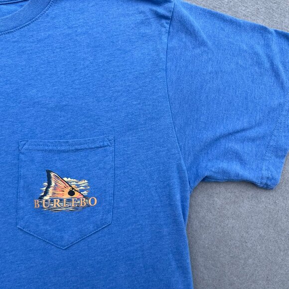 BURLEBO Short Sleeve T Shirt Mens Medium Crew Neck Blue See You On The Water - Picture 2 of 5